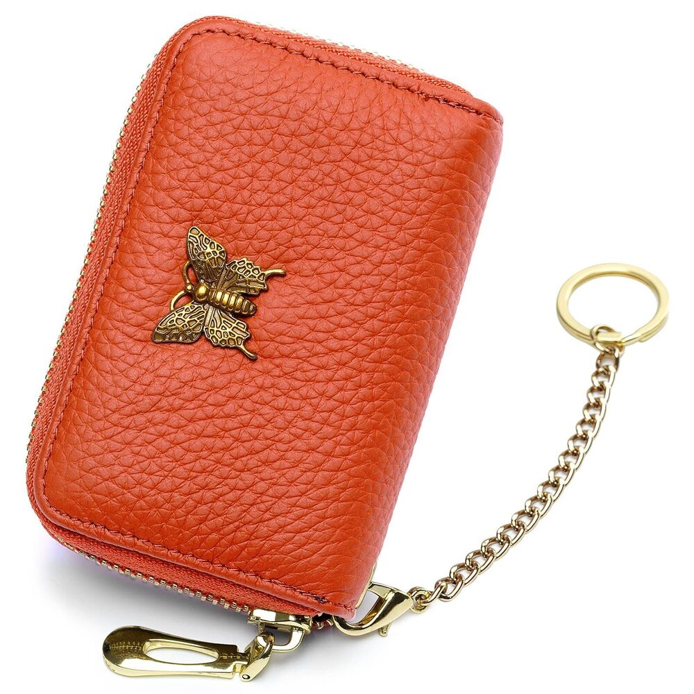 9602 RFID Credit Card Holder Leather Card Case Wallet with Zipper